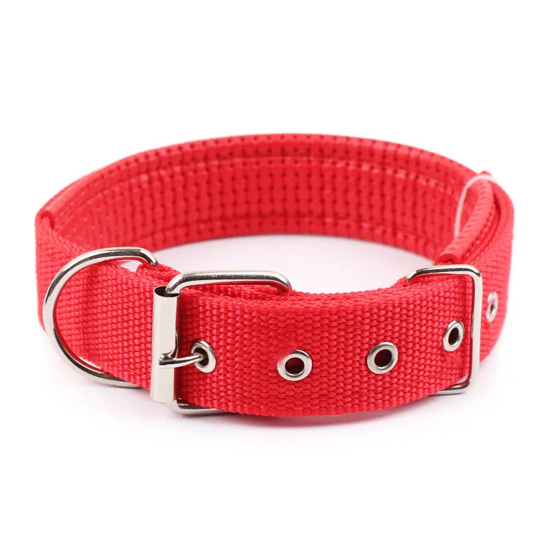 Adjustable Nylon Dog Collar with Metal Buckle – Durable for Small, Medium & Large Dogs