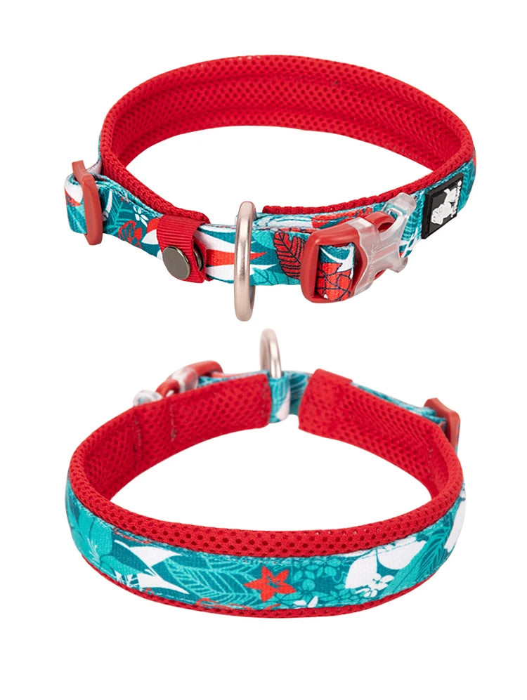 Floral Padded Dog Collar – Soft Cotton Comfort for Small, Medium & Large Dogs