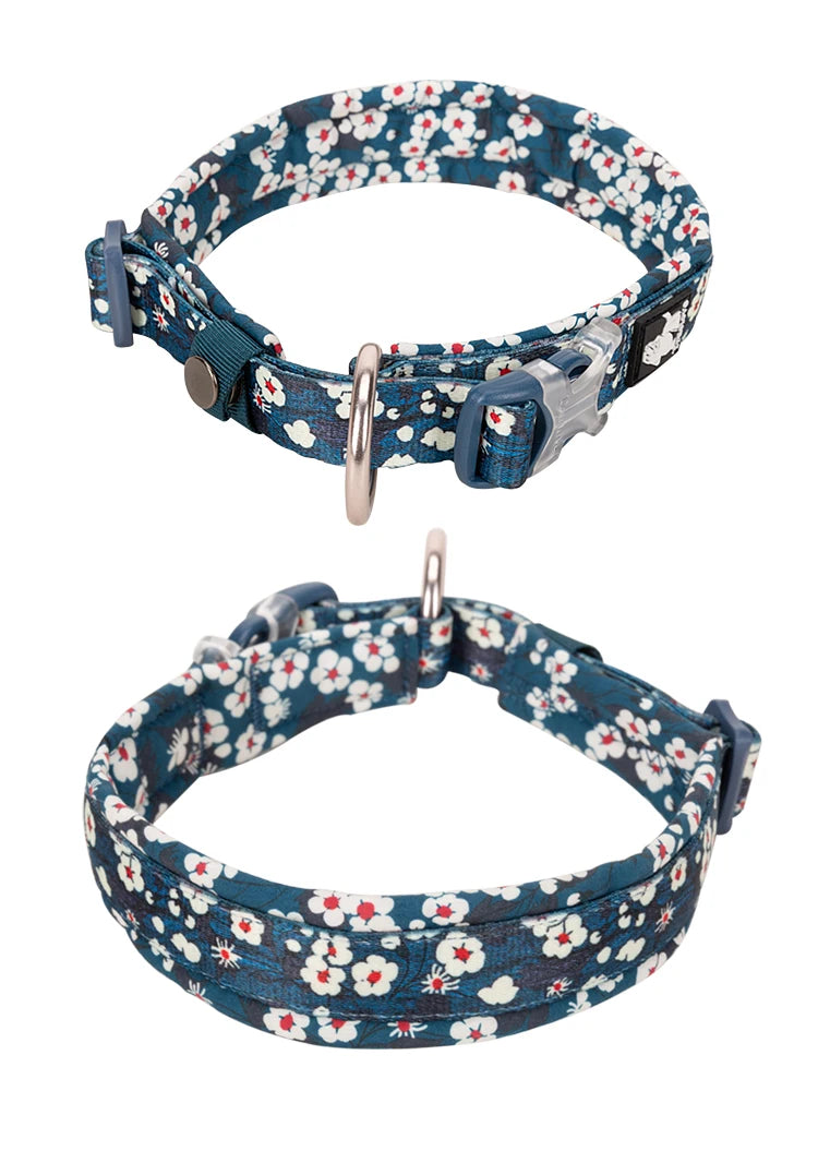 Floral Padded Dog Collar – Soft Cotton Comfort for Small, Medium & Large Dogs