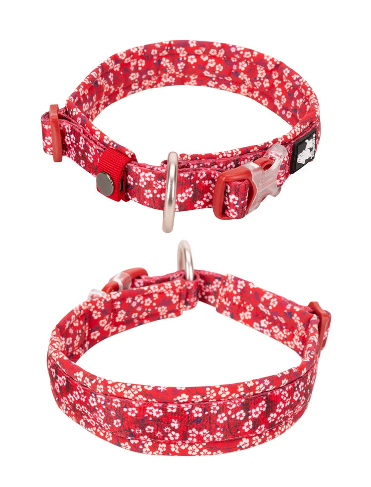 Floral Padded Dog Collar – Soft Cotton Comfort for Small, Medium & Large Dogs