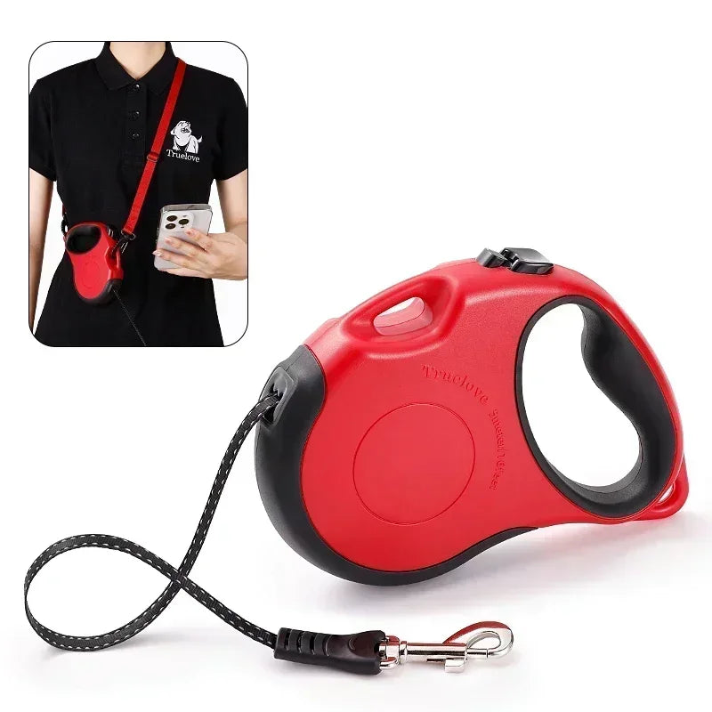 16 ft Retractable Dog Leash – Tangle-Free Nylon Tape, Quick Lock Brake, Hands-Free Shoulder Strap