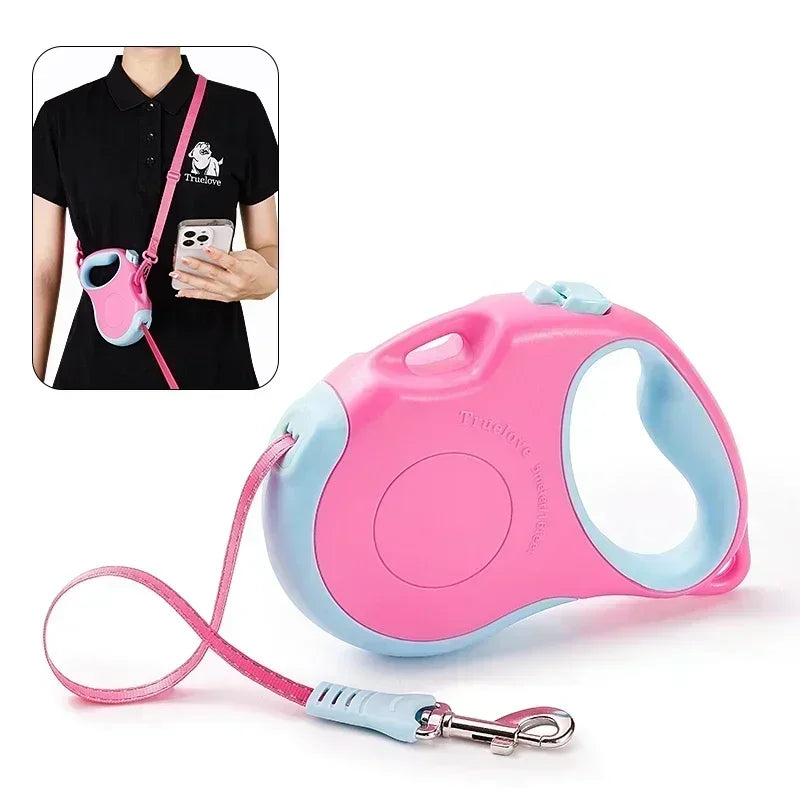 16 ft Retractable Dog Leash – Tangle-Free Nylon Tape, Quick Lock Brake, Hands-Free Shoulder Strap