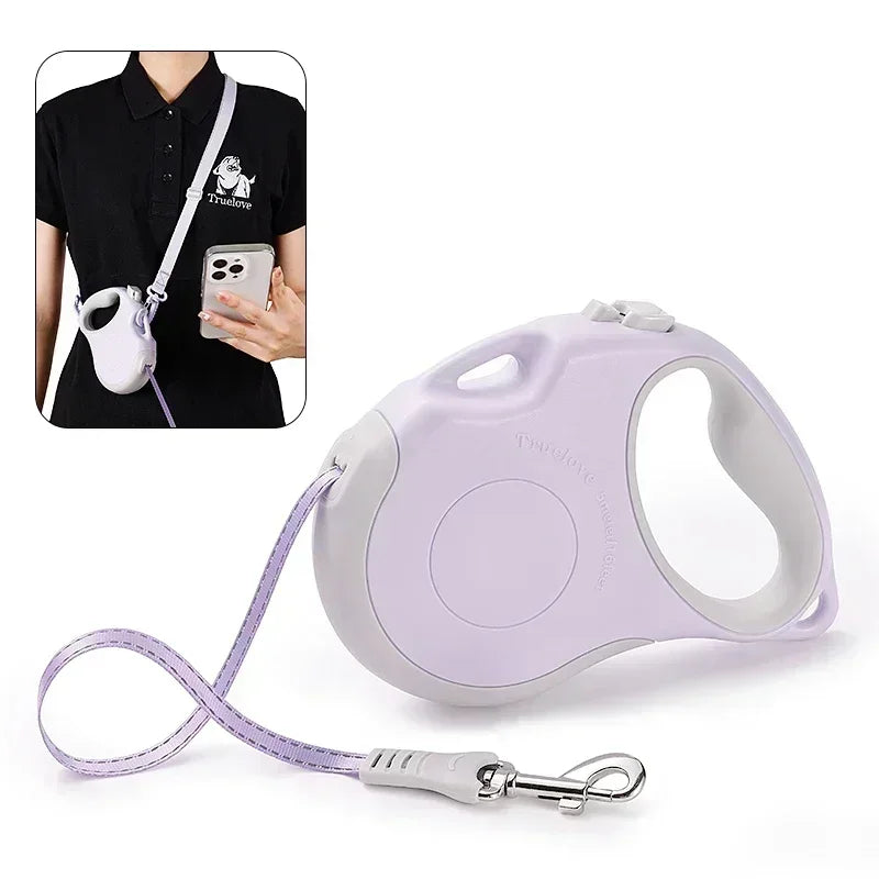16 ft Retractable Dog Leash – Tangle-Free Nylon Tape, Quick Lock Brake, Hands-Free Shoulder Strap