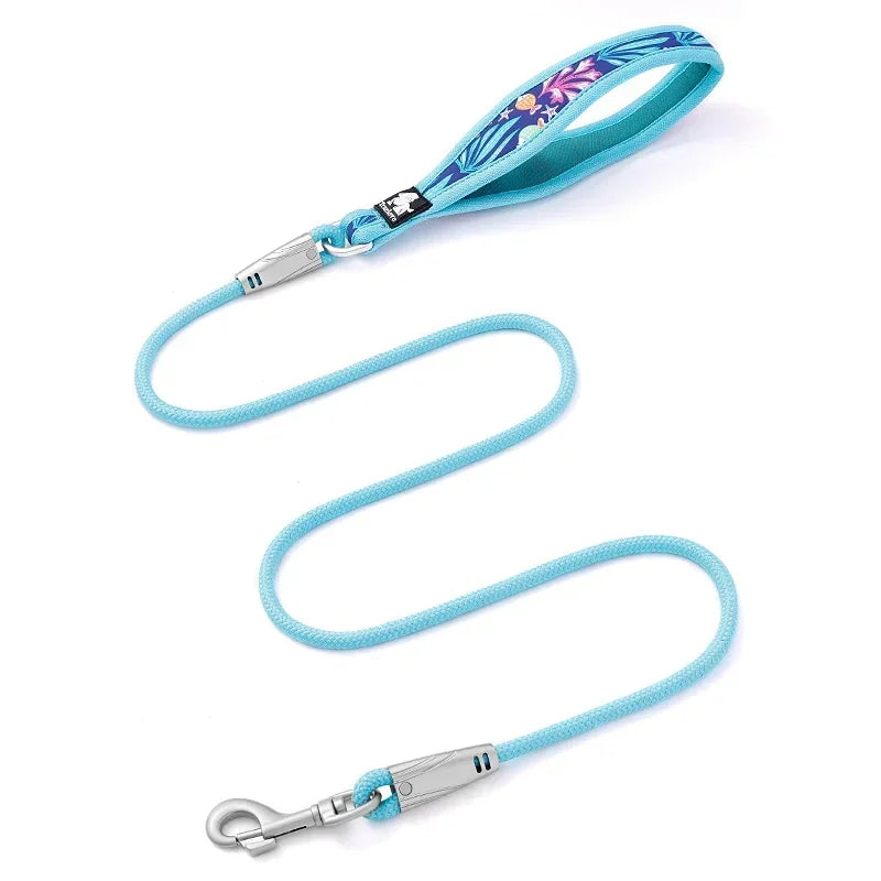 Rope Dog Leash with Neoprene Padded Handle – Strong Polyester Lead with Zinc Alloy Hook for Small & Medium Dogs