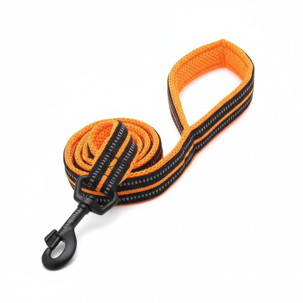 Reflective Nylon Dog Leash 6.5ft – Soft Mesh Padded Handle for Small & Large Dogs