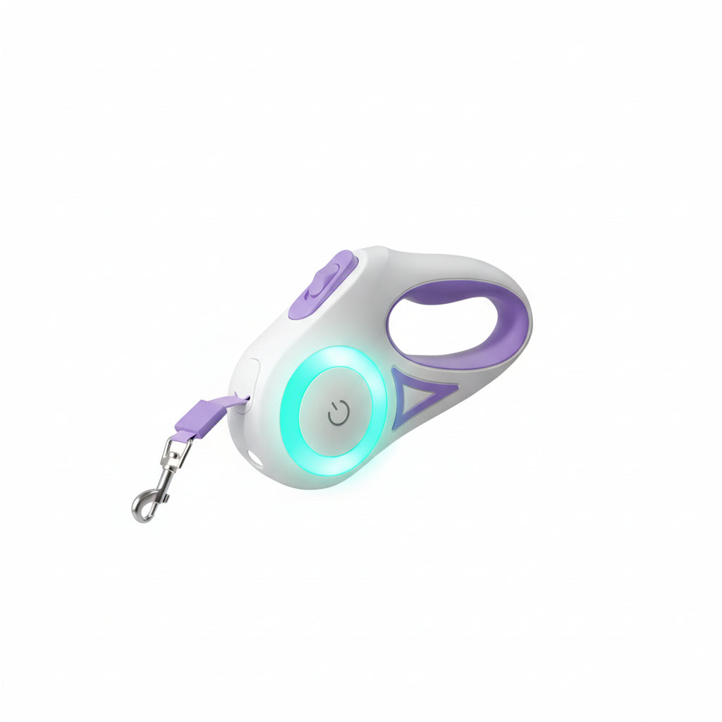 LED Retractable Dog Leash with Flashlight – 3m/5m Light-Up Tape Lead for Small & Medium Dogs, Safe Night Walking
