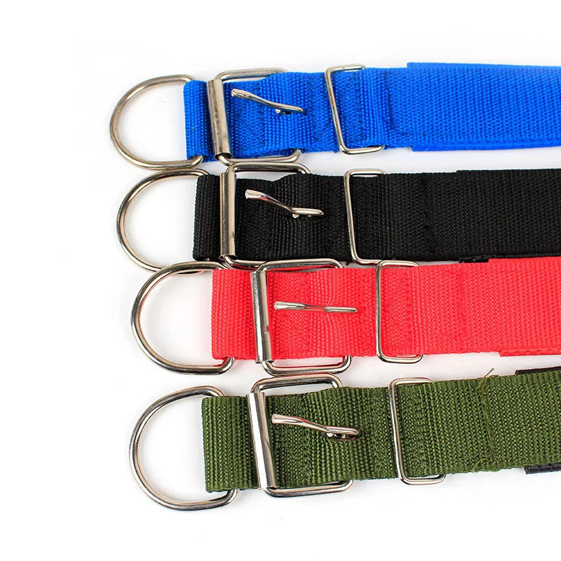 Adjustable Nylon Dog Collar with Metal Buckle – Durable for Small, Medium & Large Dogs