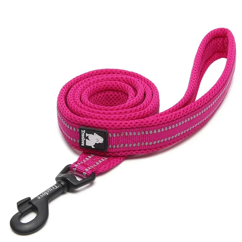 Reflective Nylon Dog Leash 6.5ft – Soft Mesh Padded Handle for Small & Large Dogs