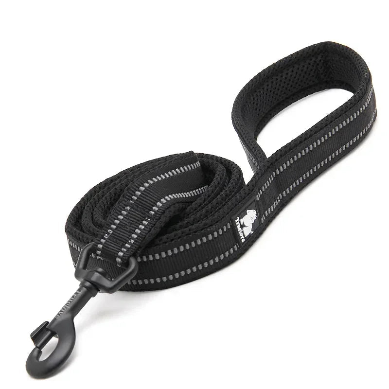 Reflective Nylon Dog Leash 6.5ft – Soft Mesh Padded Handle for Small & Large Dogs