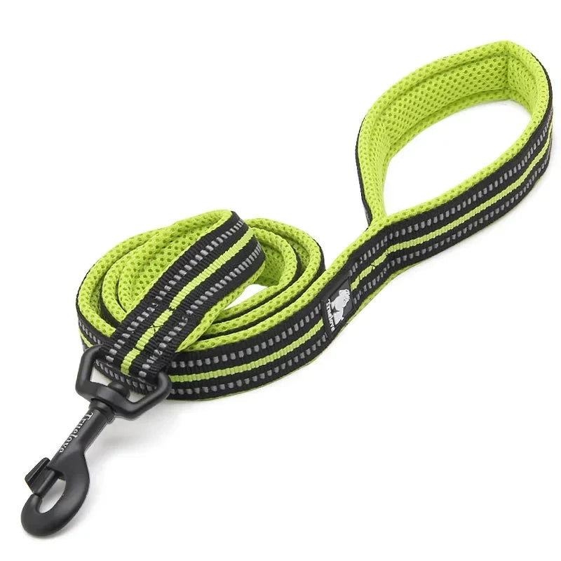 Reflective Nylon Dog Leash 6.5ft – Soft Mesh Padded Handle for Small & Large Dogs