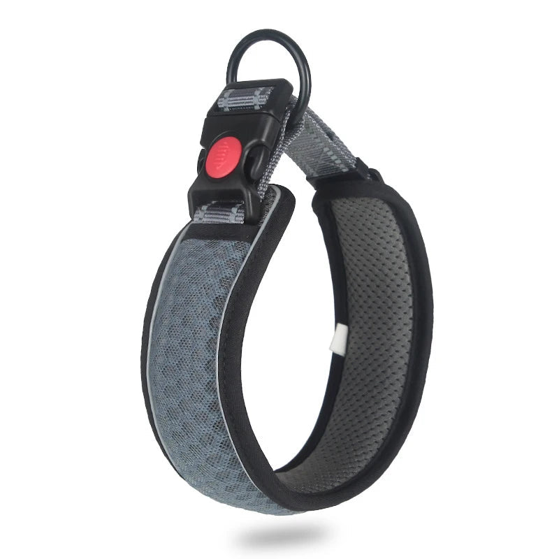 Reflective Neoprene Dog Collar – Soft Padded Breathable Nylon for Dogs