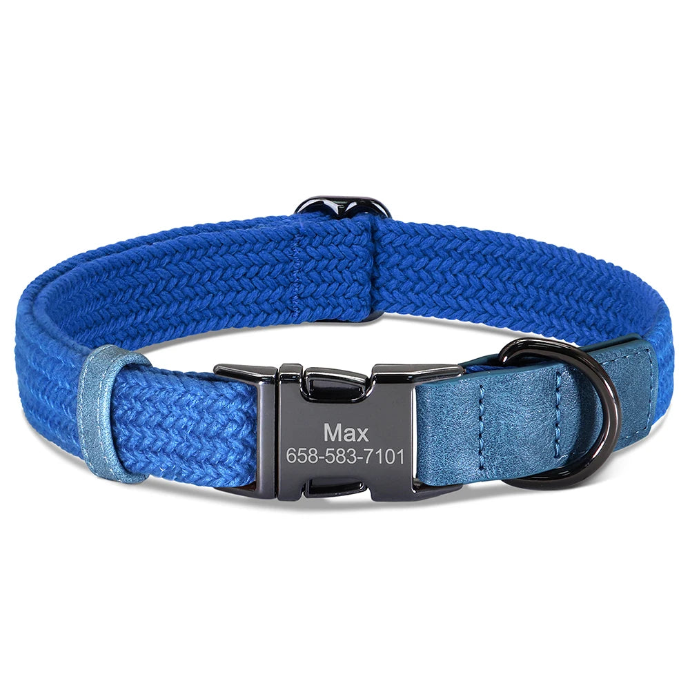 Personalized Dog Collar with Name & Phone – Engraved Buckle Adjustable Nylon