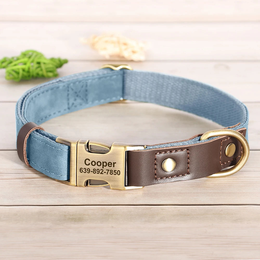 Personalized Engraved PU Leather Dog Collar with Name & Phone Number – Adjustable ID Collar for Small, Medium & Large Dogs