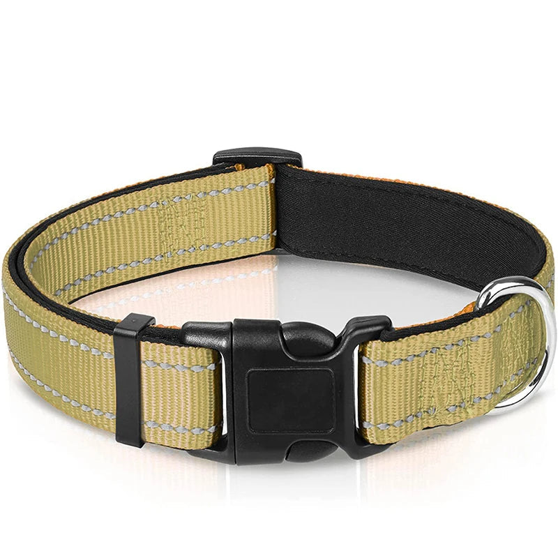 Reflective Dog Collar – Soft Neoprene Padded Nylon Adjustable for Medium & Large Dogs