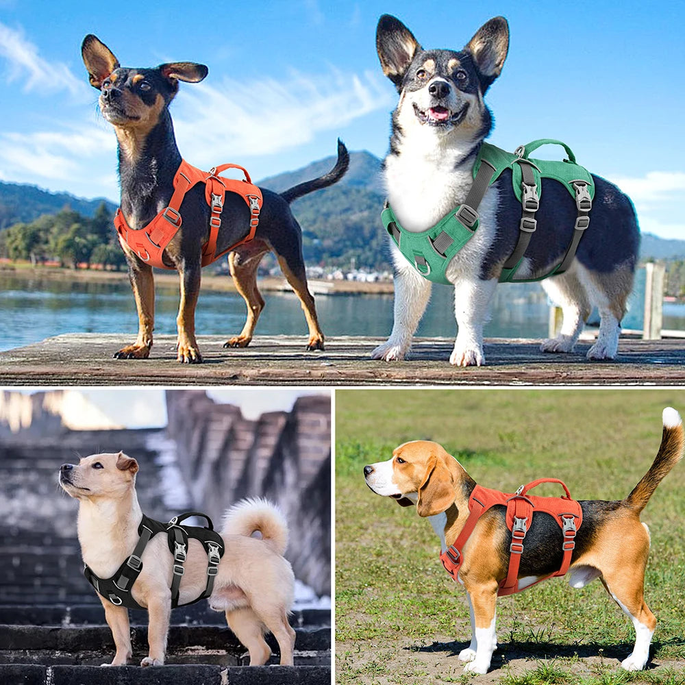 No Pull Reflective Dog Harness with Handle – Adjustable Nylon Vest for Small, Medium & Large Dogs