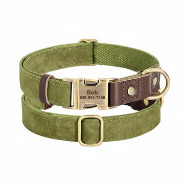 Personalized Engraved PU Leather Dog Collar with Name & Phone Number – Adjustable ID Collar for Small, Medium & Large Dogs