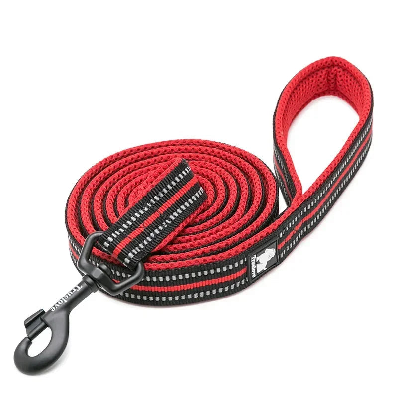 Reflective Nylon Dog Leash 6.5ft – Soft Mesh Padded Handle for Small & Large Dogs