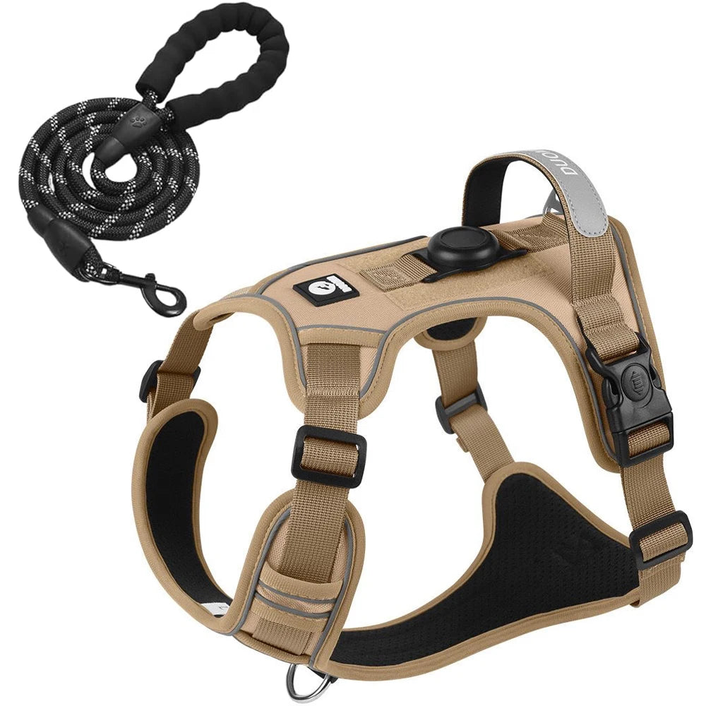 Airtag Dog Harness with Leash Set – Reflective, No-Pull & Breathable