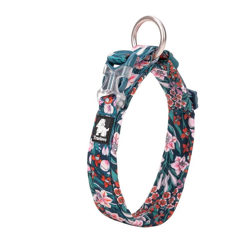 Floral Padded Dog Collar – Soft Cotton Comfort for Small, Medium & Large Dogs