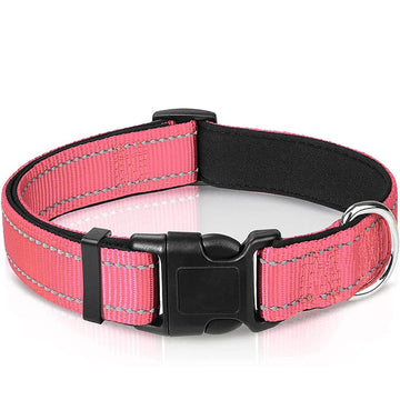 Reflective Dog Collar – Soft Neoprene Padded Nylon Adjustable for Medium & Large Dogs