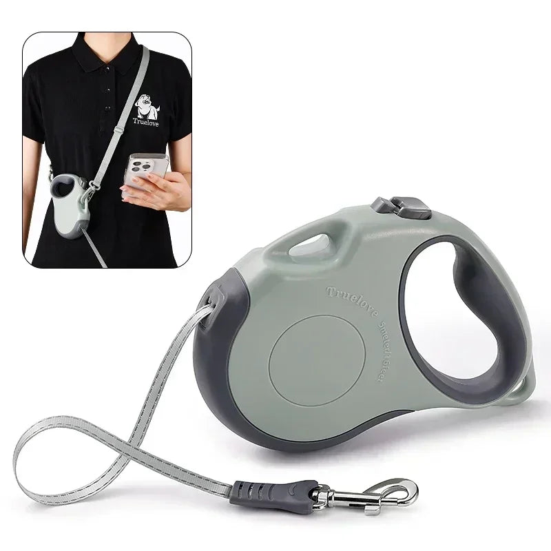 16 ft Retractable Dog Leash – Tangle-Free Nylon Tape, Quick Lock Brake, Hands-Free Shoulder Strap