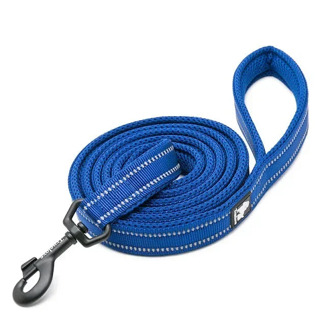 Reflective Nylon Dog Leash 6.5ft – Soft Mesh Padded Handle for Small & Large Dogs