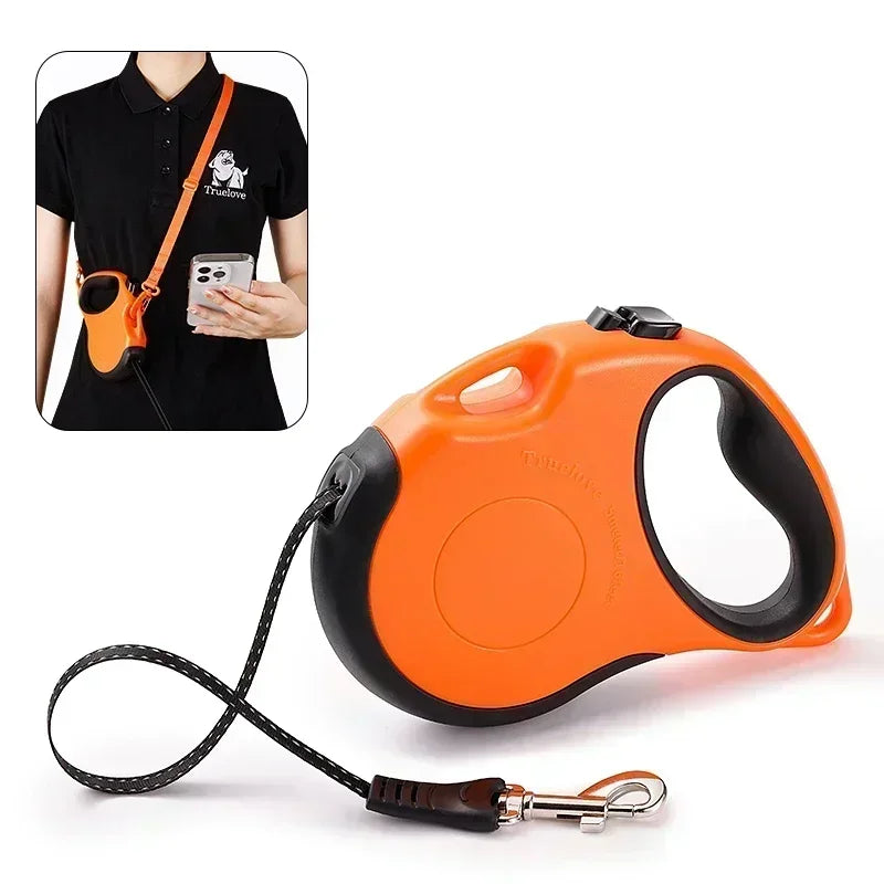 16 ft Retractable Dog Leash – Tangle-Free Nylon Tape, Quick Lock Brake, Hands-Free Shoulder Strap