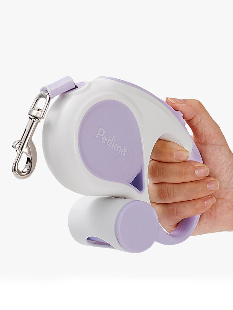 Retractable Dog Leash with Poop Bag Holder, 3m/5m Tangle-Free Tape Lead for Small & Medium Dogs