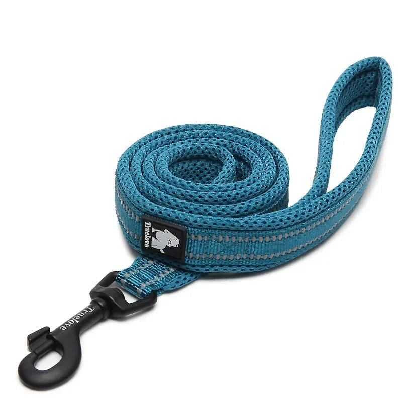 Reflective Nylon Dog Leash 6.5ft – Soft Mesh Padded Handle for Small & Large Dogs