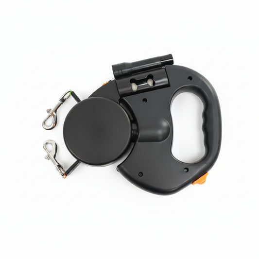 Dual Retractable Dog Leash with LED Light – 3M No-Tangle Reflective Lead for Walking Two Dogs