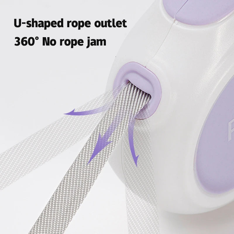 Retractable Dog Leash with Poop Bag Holder, 3m/5m Tangle-Free Tape Lead for Small & Medium Dogs