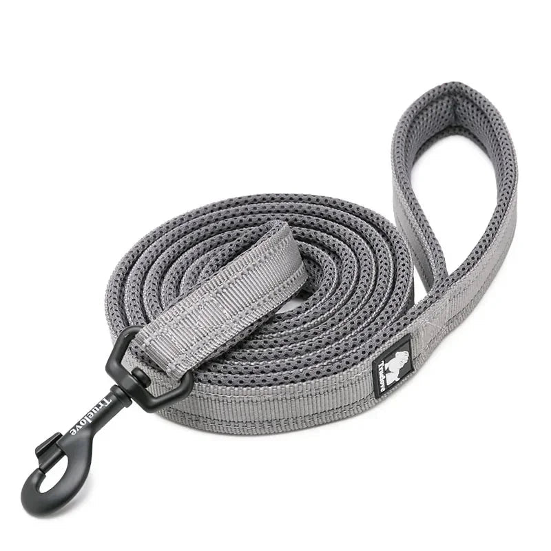 Reflective Nylon Dog Leash 6.5ft – Soft Mesh Padded Handle for Small & Large Dogs