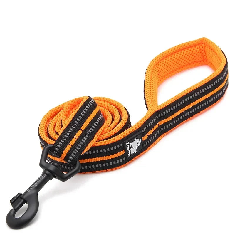 Reflective Nylon Dog Leash 6.5ft – Soft Mesh Padded Handle for Small & Large Dogs